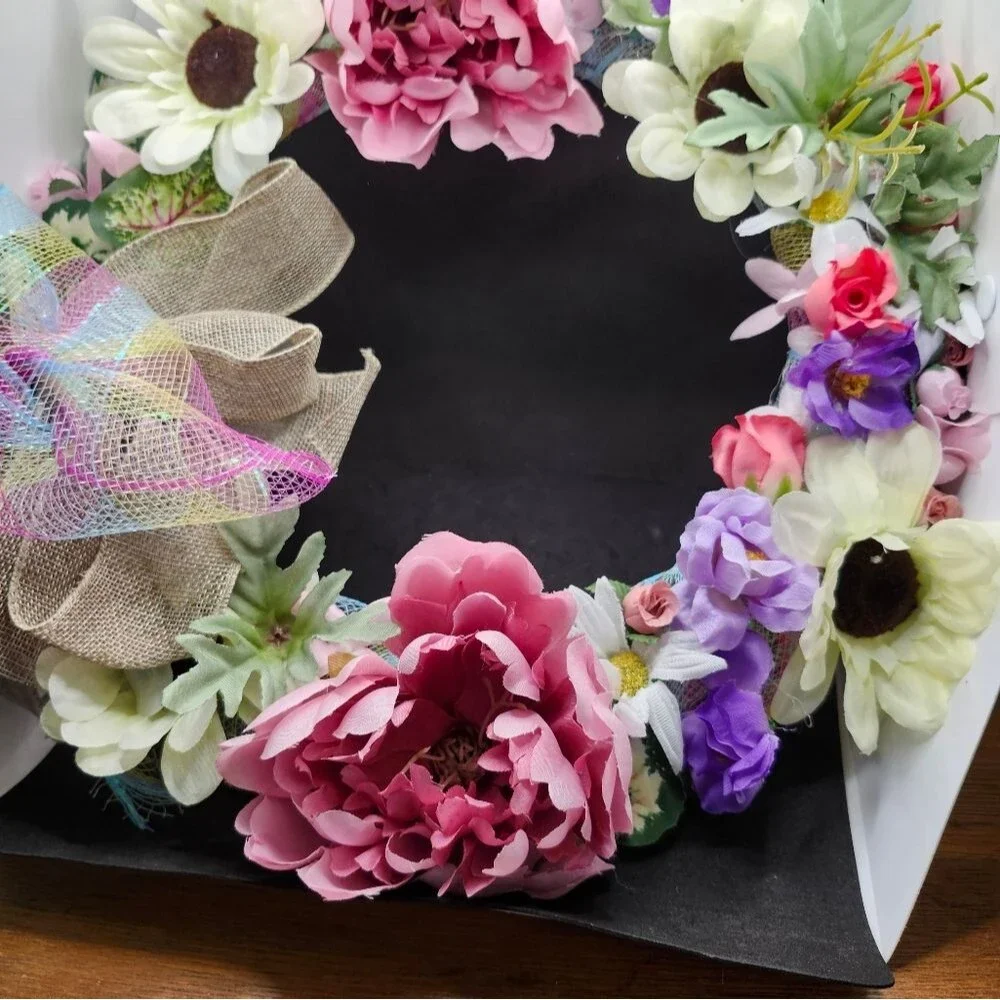 Hand Crafted Floral Wreath Artificial Summer Door Wall Decoration Peony Daisy